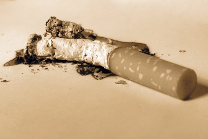 A grey burnt image of a cigarette.